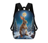 sinyumoney Sacs D'école Imprimés En 3D Pour Enfants 17inch Winter Moon Rabbit Scene Sac À Dos De Voyage Léger Sac À Livres Pour Enfants Garçons Et Filles