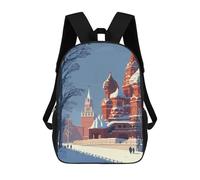 sinyumoney Sacs D'école Imprimés En 3D Pour Enfants 17inch Winter Moscow Kremlin Scene Sac À Dos De Voyage Léger Sac À Livres Pour Enfants Garçons Et Filles