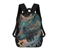 sinyumoney Sacs d'école imprimés en 3D pour enfants Fantastique Tavern en Bois Sac à dos Sac à dos de voyage, Sac à dos léger, Sac d'école pour enfants, garçons et filles, Galactic Wolf Portrait -4