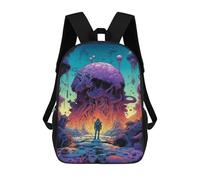 sinyumoney Sacs D'école Pour Enfants Imprimés En 3D Alien Landscape with Figure Sac À Dos De Voyage Léger, Sac À Livres, Sac D'école Pour Enfants Garçons Et Filles 17inch
