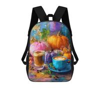 sinyumoney Sacs D'école Pour Enfants Imprimés En 3D Autumn Pumpkin Latte Scene Sac À Dos De Voyage Léger, Sac À Livres, Sac D'école Pour Enfants Garçons Et Filles 17inch