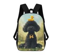 sinyumoney Sacs D'école Pour Enfants Imprimés En 3D Black Poodle with Yellow Duckling -3 Sac À Dos De Voyage Léger, Sac À Livres, Sac D'école Pour Enfants Garçons Et Filles 17inch