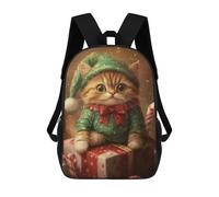 sinyumoney Sacs D'école Pour Enfants Imprimés En 3D Christmas Cat Elf Gifts Sac À Dos De Voyage Léger, Sac À Livres, Sac D'école Pour Enfants Garçons Et Filles 17inch