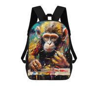 sinyumoney Sacs D'école Pour Enfants Imprimés En 3D Colorful Chimpanzee Artist Sac À Dos De Voyage Léger, Sac À Livres, Sac D'école Pour Enfants Garçons Et Filles 17inch