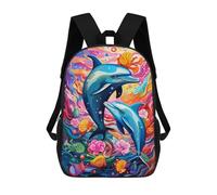 sinyumoney Sacs D'école Pour Enfants Imprimés En 3D Colorful Dolphins Underwater Sac À Dos De Voyage Léger, Sac À Livres, Sac D'école Pour Enfants Garçons Et Filles 17inch
