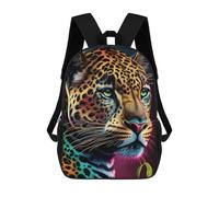 sinyumoney Sacs D'école Pour Enfants Imprimés En 3D Colorful Leopard Portrait -8 Sac À Dos De Voyage Léger, Sac À Livres, Sac D'école Pour Enfants Garçons Et Filles 17inch