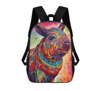 sinyumoney Sacs D'école Pour Enfants Imprimés En 3D Colorful Llama Portrait Sac À Dos De Voyage Léger, Sac À Livres, Sac D'école Pour Enfants Garçons Et Filles 17inch