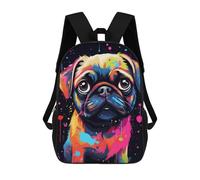 sinyumoney Sacs D'école Pour Enfants Imprimés En 3D Colorful Pug Art Print-23 Sac À Dos De Voyage Léger, Sac À Livres, Sac D'école Pour Enfants Garçons Et Filles 17inch