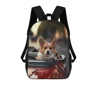 sinyumoney Sacs D'école Pour Enfants Imprimés En 3D Corgi Car Cabriolet Sun Sac À Dos De Voyage Léger, Sac À Livres, Sac D'école Pour Enfants Garçons Et Filles 17inch