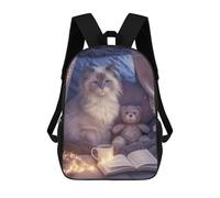 sinyumoney Sacs D'école Pour Enfants Imprimés En 3D Cozy Cat Reading Nook Sac À Dos De Voyage Léger, Sac À Livres, Sac D'école Pour Enfants Garçons Et Filles 17inch