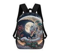 sinyumoney Sacs D'école Pour Enfants Imprimés En 3D Dragon Moonlit Serenity Sac À Dos De Voyage Léger, Sac À Livres, Sac D'école Pour Enfants Garçons Et Filles 17inch