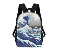 sinyumoney Sacs D'école Pour Enfants Imprimés En 3D Full Great Wave Kanagawa Sac À Dos De Voyage Léger, Sac À Livres, Sac D'école Pour Enfants Garçons Et Filles 17inch