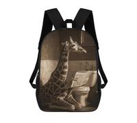 sinyumoney Sacs D'école Pour Enfants Imprimés En 3D Giraffe Reading Newspaper in Bathroom Sac À Dos De Voyage Léger, Sac À Livres, Sac D'école Pour Enfants Garçons Et Filles 17inch