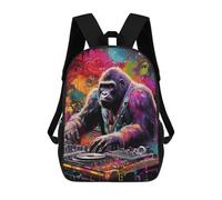 sinyumoney Sacs D'école Pour Enfants Imprimés En 3D Gorilla DJing in Colorful Style Sac À Dos De Voyage Léger, Sac À Livres, Sac D'école Pour Enfants Garçons Et Filles 17inch