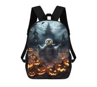 sinyumoney Sacs D'école Pour Enfants Imprimés En 3D Halloween Ghost with Pumpkins-2 Sac À Dos De Voyage Léger, Sac À Livres, Sac D'école Pour Enfants Garçons Et Filles 17inch