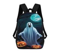 sinyumoney Sacs D'école Pour Enfants Imprimés En 3D Halloween Ghost with Pumpkins Sac À Dos De Voyage Léger, Sac À Livres, Sac D'école Pour Enfants Garçons Et Filles 17inch