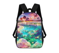 sinyumoney Sacs D'école Pour Enfants Imprimés En 3D Island Paradise at Sunset Sac À Dos De Voyage Léger, Sac À Livres, Sac D'école Pour Enfants Garçons Et Filles 17inch