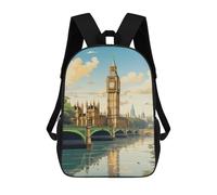 sinyumoney Sacs D'école Pour Enfants Imprimés En 3D London's Iconic Landmark Sac À Dos De Voyage Léger, Sac À Livres, Sac D'école Pour Enfants Garçons Et Filles 17inch