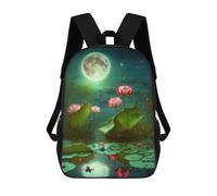 sinyumoney Sacs D'école Pour Enfants Imprimés En 3D Moonlit Lotus Pond-2 Sac À Dos De Voyage Léger, Sac À Livres, Sac D'école Pour Enfants Garçons Et Filles 17inch