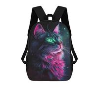 sinyumoney Sacs D'école Pour Enfants Imprimés En 3D Neon Cat Art Print-7 Sac À Dos De Voyage Léger, Sac À Livres, Sac D'école Pour Enfants Garçons Et Filles 17inch