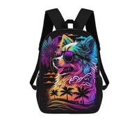 sinyumoney Sacs D'école Pour Enfants Imprimés En 3D Neon Dog Sunset Art Sac À Dos De Voyage Léger, Sac À Livres, Sac D'école Pour Enfants Garçons Et Filles 17inch