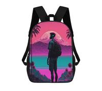 sinyumoney Sacs D'école Pour Enfants Imprimés En 3D Neon Sunset Journey Sac À Dos De Voyage Léger, Sac À Livres, Sac D'école Pour Enfants Garçons Et Filles 17inch
