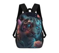 sinyumoney Sacs D'école Pour Enfants Imprimés En 3D Neon Tiger in Flowers Sac À Dos De Voyage Léger, Sac À Livres, Sac D'école Pour Enfants Garçons Et Filles 17inch