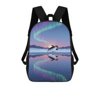 sinyumoney Sacs D'école Pour Enfants Imprimés En 3D Penguin Skating on Ice with Aurora Sac À Dos De Voyage Léger, Sac À Livres, Sac D'école Pour Enfants Garçons Et Filles 17inch