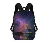 sinyumoney Sacs D'école Pour Enfants Imprimés En 3D Rainbow Bridge Night Sky Sac À Dos De Voyage Léger, Sac À Livres, Sac D'école Pour Enfants Garçons Et Filles 17inch