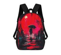 sinyumoney Sacs D'école Pour Enfants Imprimés En 3D Silhouette Under Red Moon Sac À Dos De Voyage Léger, Sac À Livres, Sac D'école Pour Enfants Garçons Et Filles 17inch