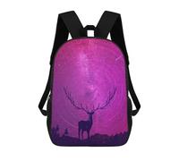 sinyumoney Sacs D'école Pour Enfants Imprimés En 3D Starry Night Deer Silhouette Sac À Dos De Voyage Léger, Sac À Livres, Sac D'école Pour Enfants Garçons Et Filles 17inch