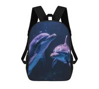 sinyumoney Sacs D'école Pour Enfants Imprimés En 3D Two Dolphins Underwater Sac À Dos De Voyage Léger, Sac À Livres, Sac D'école Pour Enfants Garçons Et Filles 17inch