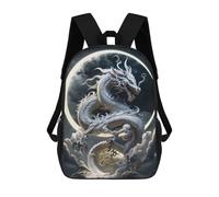 sinyumoney Sacs D'école Pour Enfants Imprimés En 3D White Dragon Moonlit Sky -2 Sac À Dos De Voyage Léger, Sac À Livres, Sac D'école Pour Enfants Garçons Et Filles 17inch