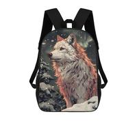sinyumoney Sacs D'école Pour Enfants Imprimés En 3D White Wolf in Snowy Forest Sac À Dos De Voyage Léger, Sac À Livres, Sac D'école Pour Enfants Garçons Et Filles 17inch