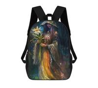 sinyumoney Sacs D'école Pour Enfants Imprimés En 3D Wizard with Flowers Sac À Dos De Voyage Léger, Sac À Livres, Sac D'école Pour Enfants Garçons Et Filles 17inch