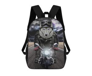 sinyumoney Sacs D'école Pour Enfants Imprimés En 3D Wolf Biker Thunder Road Sac À Dos De Voyage Léger, Sac À Livres, Sac D'école Pour Enfants Garçons Et Filles 17inch