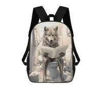sinyumoney Sacs D'école Pour Enfants Imprimés En 3D Wolf on Toilet Sac À Dos De Voyage Léger, Sac À Livres, Sac D'école Pour Enfants Garçons Et Filles 17inch