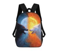sinyumoney Sacs D'école Pour Enfants Imprimés En 3D Yin Yang Wolves Art Print Sac À Dos De Voyage Léger, Sac À Livres, Sac D'école Pour Enfants Garçons Et Filles 17inch