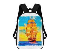 sinyumoney Sailboat Riding The Waves Sac À Dos Scolaire Pour Filles Et Garçons, Grande Capacité, Léger, Pour Enfants Et Étudiants 17inch