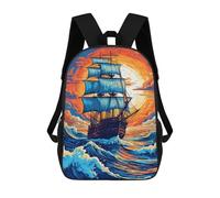 sinyumoney Sailing Ship by Sunset Sac À Dos Scolaire Pour Adolescents, Imprimé En 3D, Ajustable, À Poches Tendance, Pour Enfants, Garçons, Filles, Étudiants Et Adolescents 17inch