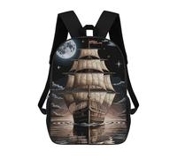 sinyumoney Sailing Ship Under Moonlight Sacs À Dos Pour Enfants, Cartables, Sacs À Dos Scolaires Imprimés En 3D, Sacs À Dos De Voyage Tendance Pour Enfants (primaire, Collège) 17inch
