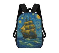 sinyumoney Sailing Ship Under Starry Night Sky Sac À Dos Scolaire Pour Filles Et Garçons, Grande Capacité, Léger, Pour Enfants Et Étudiants 17inch