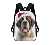 sinyumoney Saint Bernard Dog Wearing Santa Hat Sac À Dos, Cartable Imprimé En 3D, Sac À Goûter, Sac À Dos De Voyage, Sac À Dos Entre Amis, Sac À Dos Scolaire Pour Filles Et Garçons 17inch