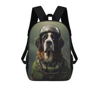 sinyumoney Saint Bernard Soldier Sacs À Dos Pour Enfants, Sac À Dos Scolaire Imprimé En 3D Pour Enfants, Sac À Dos De Voyage, Sac À Livres Pour Enfants 17inch Sac D'école