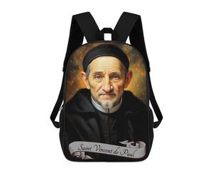sinyumoney Saint Vincent De Paul Portrait Sac À Dos Scolaire Pour Enfants Imprimé En 3D, Idéal Pour Les Voyages Et Les Lectures, Pour Les Garçons Et Les Élèves Du Primaire 17inch