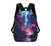 sinyumoney Sakura Waterfall Temple Sac À Dos Enfant Tendance Et Amusant, Sac À Dos Pour Garçons Et Adolescents, Sac D'école Imprimé En 3D Pour Garçons 17inch