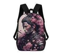 sinyumoney Samurai Warrior with Cherry Blossoms-2 17inch Sac À Dos Scolaire Imprimé En 3D Pour Enfants, Style Décontracté Et Tendance, Idéal Pour Les Voyages Et Les Études.