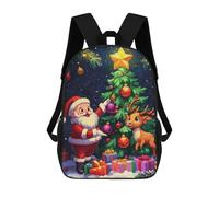 sinyumoney Santa And Reindeer Christm Sac À Dos Scolaire Enfant Tendance Et Décontracté, Sac À Dos Imprimé En 3D Pour Garçon, Grand Sac À Dos 17inch