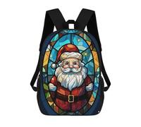sinyumoney Santa Claus Stained Glass Sac À Dos Enfant, Cartable Imprimé En 3D Pour Garçons Et Adolescents 17inch