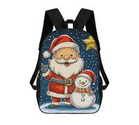 sinyumoney Santa Snowman Christmas Sac À Dos Scolaire Enfant Tendance Et Décontracté, Sac À Dos Imprimé En 3D Pour Garçon, Grand Sac À Dos 17inch